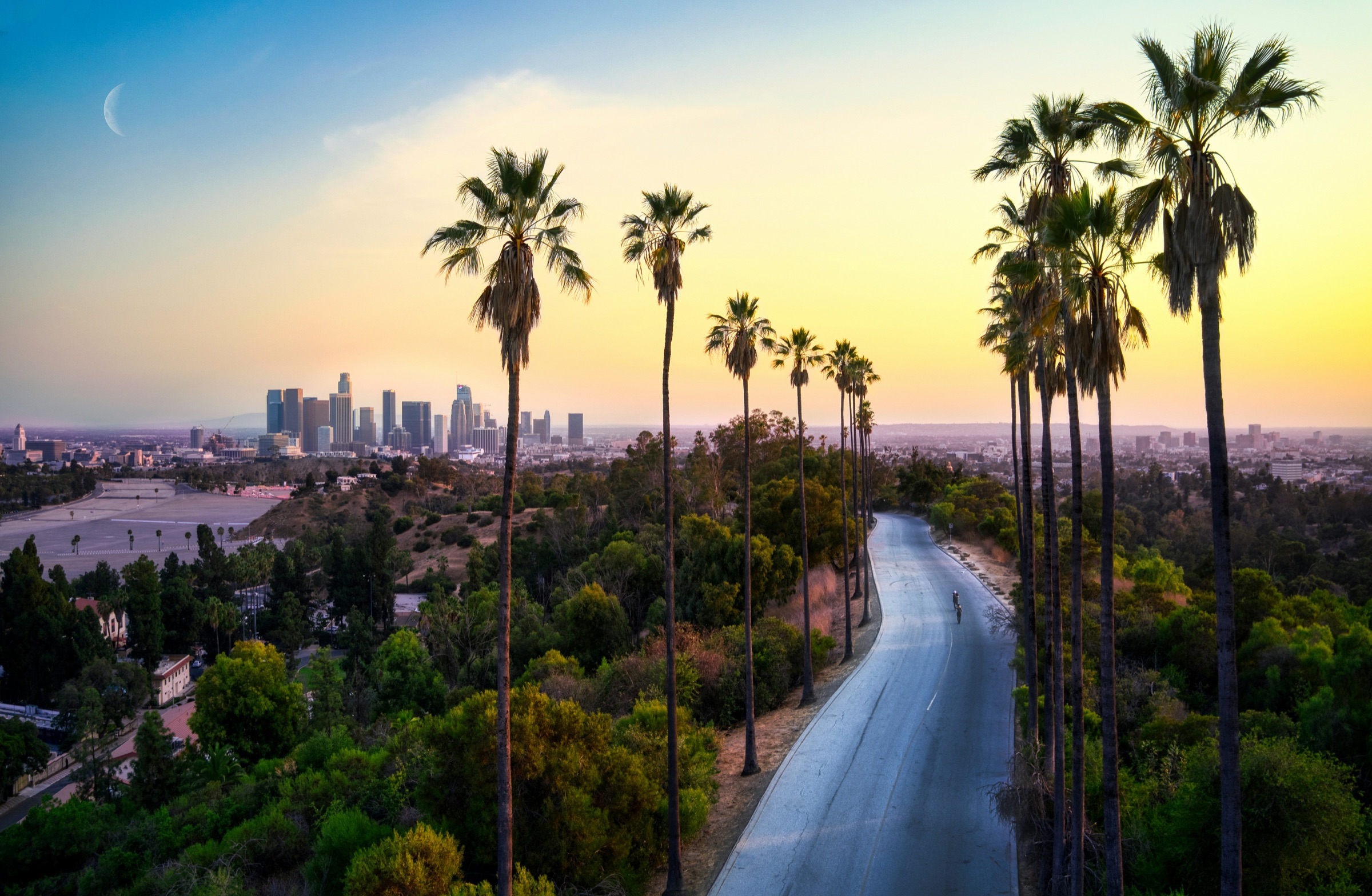 The Southern California coastline under a hazy sky